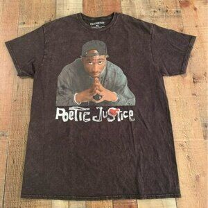 Chemistry Poetic Justice Tupac Black acid washed graphic tshirt Medium